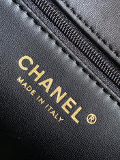 CHANEL 25S FLAP BAG 18 CM IN BLACK WOOL AND LAMBSKIN