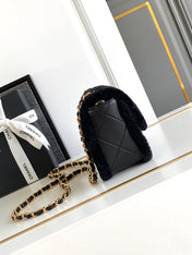 CHANEL 25S FLAP BAG 18 CM IN BLACK WOOL AND LAMBSKIN