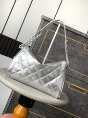 CHANEL 25S HOBO BAG 30 CM IN SILVER LAMBSKIN