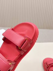 DIOR BACK-STRAP SANDALS 25S IN STRAWBERRY PINK CALFSKIN WITH GOLD HARDWARE