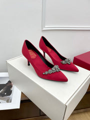 EFFLORESCENCE PUMPS IN RED GLITTER FABRIC