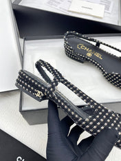CC SLINGBACK 25S 25 MM IN BLACK TWEED AND FABRIC
