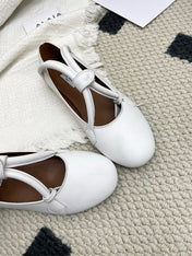 ALAIA 26S BALLET TECKEL IN WHITE CALFSKIN