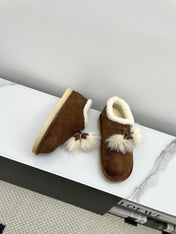 MIUMIU 26S ANKLE SHEARLING BOOTS IN DARK BROWN SUEDE