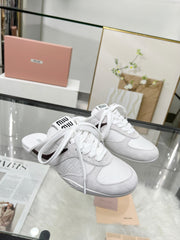 GYMNASIUM SNEAKERS MULES LIGHT GREY SUEDE AND WHITE TECHNICAL FABRIC