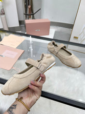 RUCHES NAPPA BALLERINAS IN BEIGE SUEDE