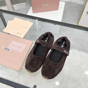 RUCHES NAPPA BALLERINAS IN DARK BROWN SUEDE