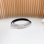 VL Belt 8mm Buckle Silver Diamond Leather White Black