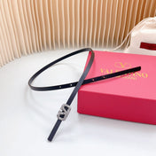 VL Belt 8mm Buckle Silver Diamond Leather Black