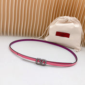 VL Belt 8mm Buckle Silver Diamond Leather Pink Purple