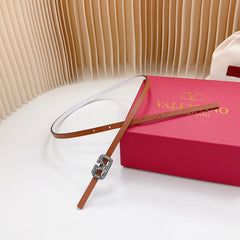 VL Belt 8mm Buckle Silver Diamond Leather Tan White