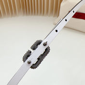 VL Belt 8mm Buckle Silver Diamond Leather Tan White