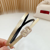 VL Belt 8mm Buckle Gold Diamond Leather Gold Black