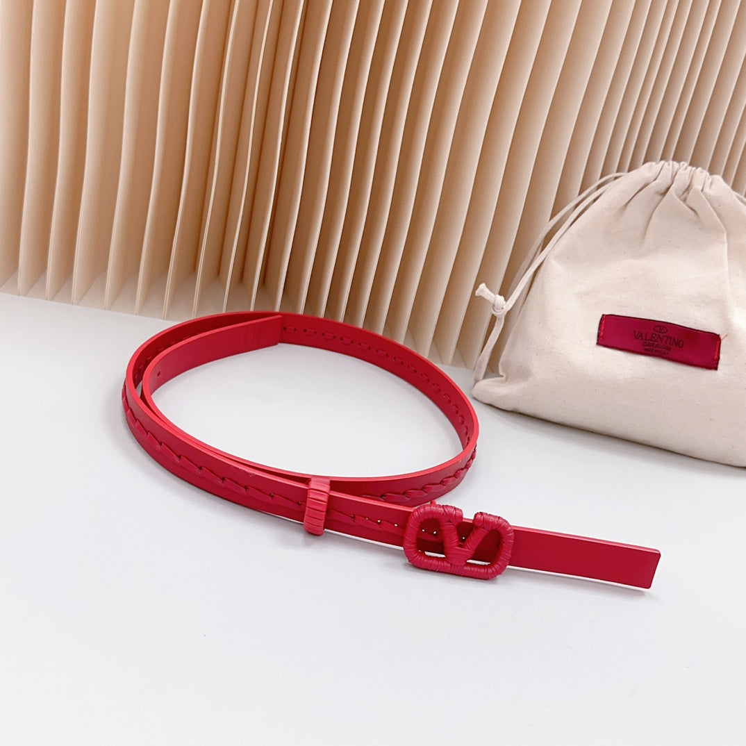 Vlogo Red Leather Buckle 20mm Red Belt