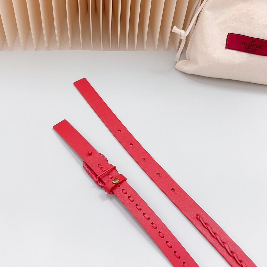 Vlogo Red Leather Buckle 20mm Red Belt