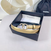 CC BELT 20 MM IN GOLD SMOOTH CALFSKIN GOLD HARDWARE ATTACH RHINSTONE