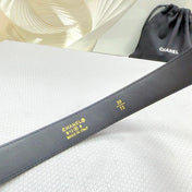 CC BELT 30 MM BLACK CALFSKIN WITH BLACK MIX WHITE LOGO