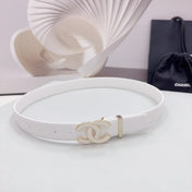 CC 30MM BELT IN WHITE SMOOTH CALFSKIN METAL HARDWARE