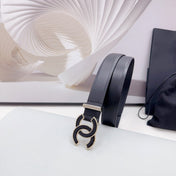 CC 30MM BELT IN BLACK SMOOTH CALFSKIN METAL HARDWARE