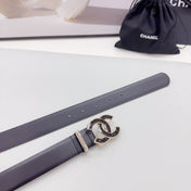 CC 30MM BELT IN BLACK SMOOTH CALFSKIN METAL HARDWARE