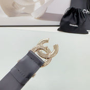 CC 30MM BELT IN BLACK SMOOTH CALFSKIN METAL HARDWARE