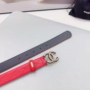 CC 30MM BELT IN CHERRY RED EMBROIDERED CALFSKIN METAL HARDWARE