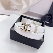 CC 30MM BELT IN WHITE SMOOTH CALFSKIN METAL LOGO