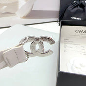 CC 30MM BELT IN WHITE CALFSKIN METAL HARDWARE