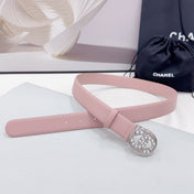 CC 30MM BELT IN FLAMINGO PINK CALFSKIN SILVER HARDWARE ATTACH PEARLS