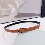 CC BELT 20 MM IN BRONZE BROWN MIX BLACK CALFSKIN GOLD HARDWARE