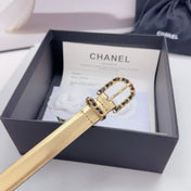 CC BELT 20 MM IN GOLD MIX BLACK CALFSKIN GOLD HARDWARE