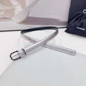 CC BELT 20 MM IN SILVER MIX BLACK CALFSKIN SILVER HARDWARE