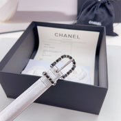 CC BELT 20 MM IN SILVER MIX BLACK CALFSKIN SILVER HARDWARE