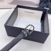 CC BELT 20 MM IN BLACK CALFSKIN SILVER HARDWARE