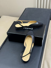 CC CLASSIC SLINGBACK BLACK BEIGE GOATSKIN BLACK GROSGRAIN