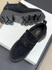 CELINE 25S SERIN CHUNKY LOAFERS 50MM IN BLACK SUEDE
