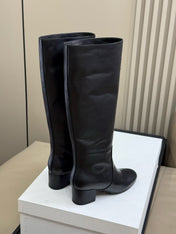 CELINE 26S HIGH-TOP BOOTS IN BLACK CALFSKIN