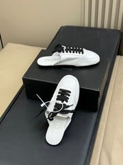 PRADA 25S COLLAPSE MULES IN WHITE CALFSKIN