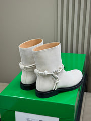 BOTTEGA VENETA 26S ANKLE BOOTS IN LIGHT GREY SUEDE