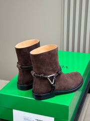 BOTTEGA VENETA 26S ANKLE BOOTS IN DARK BROWN SUEDE