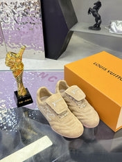LV 26S FOOTPRINT SOCCER SNEAKERS IN BEIGE SUEDE