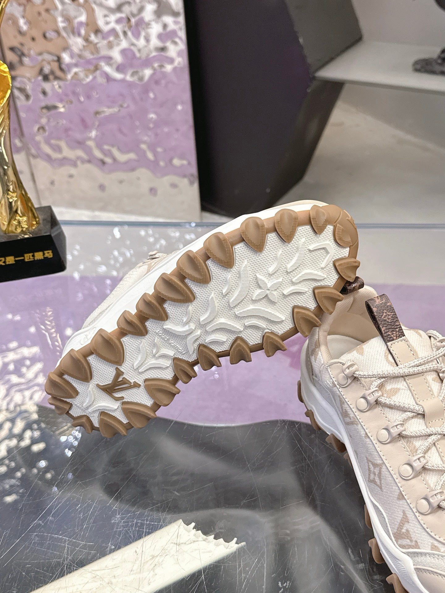 LV 26S RUSH XPLORER SNEAKER IN BEIGE MONOGRAM SUEDE