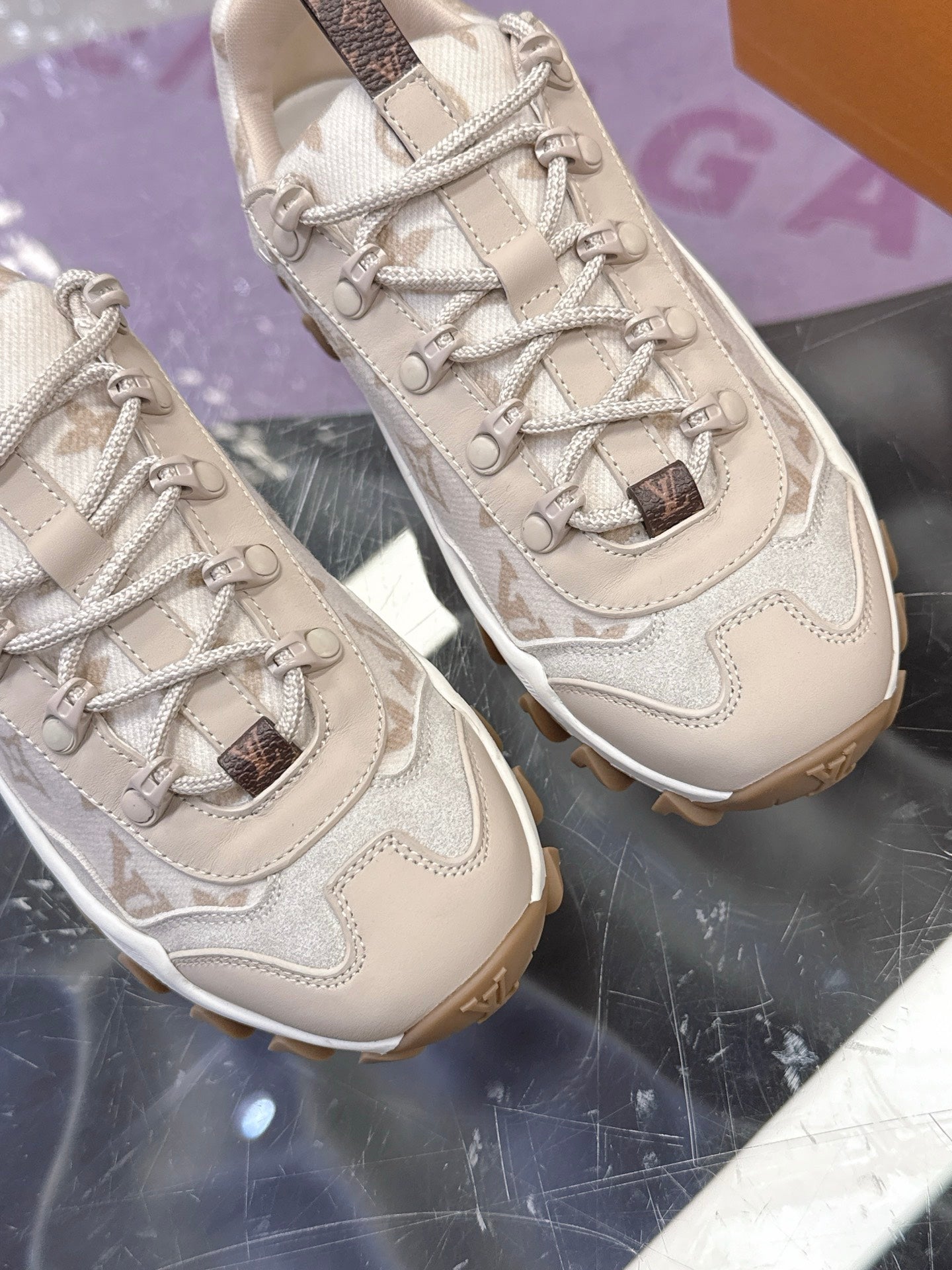 LV 26S RUSH XPLORER SNEAKER IN BEIGE MONOGRAM SUEDE