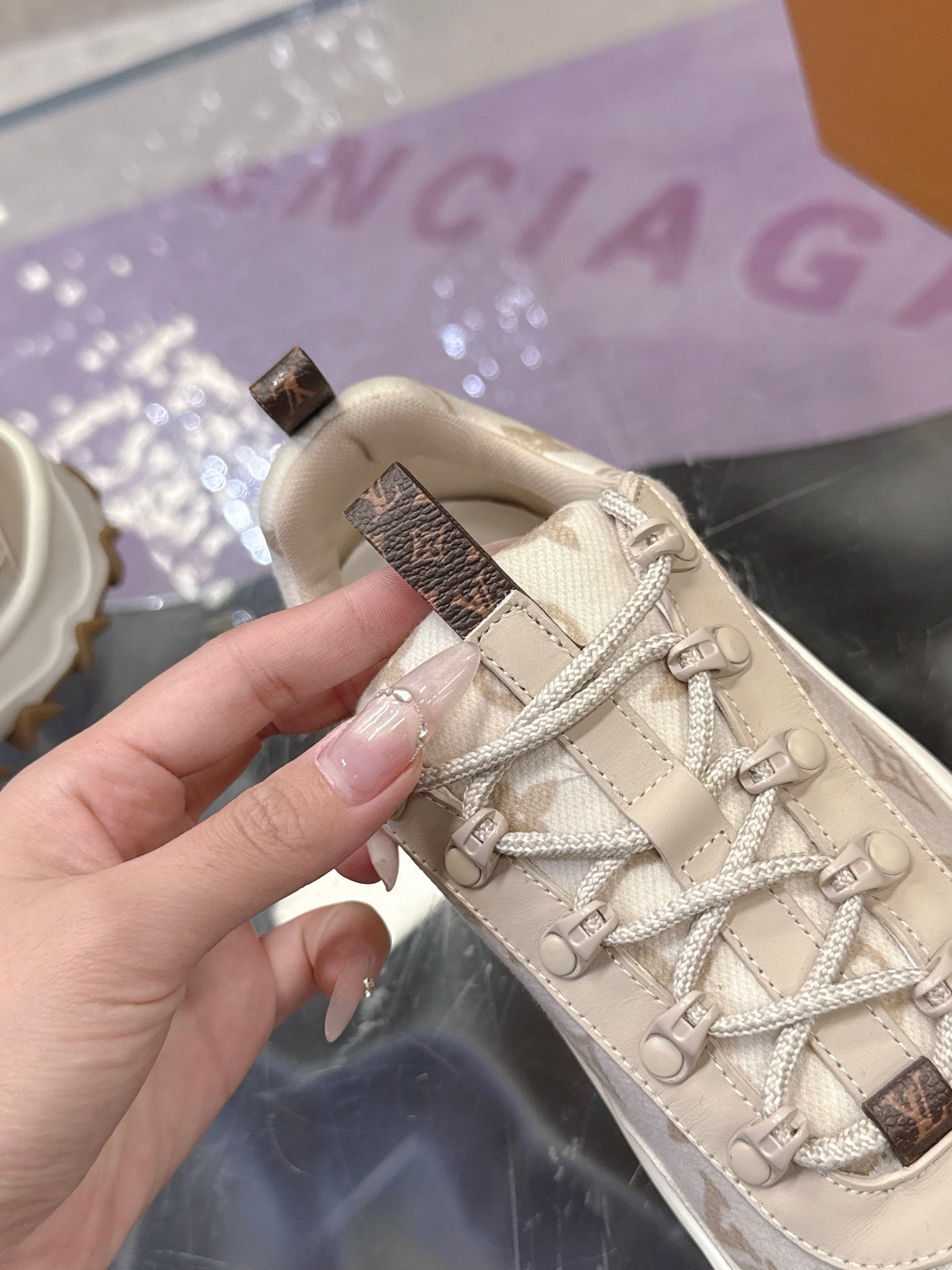 LV 26S RUSH XPLORER SNEAKER IN BEIGE MONOGRAM SUEDE