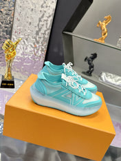 LV 26S SKATE SNEAKERS IN TIFFANY BLUE MESH TRANSLUCENT SOLE