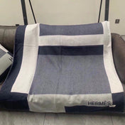 H RIVIERA BLANKET 200 CM IN NAVY BLUE WOOL AND CASHMERE 136856