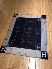 AVALON III THROW BLANKET 175 CM IN NAVY BLUE WOOL AND CASHMERE 351741