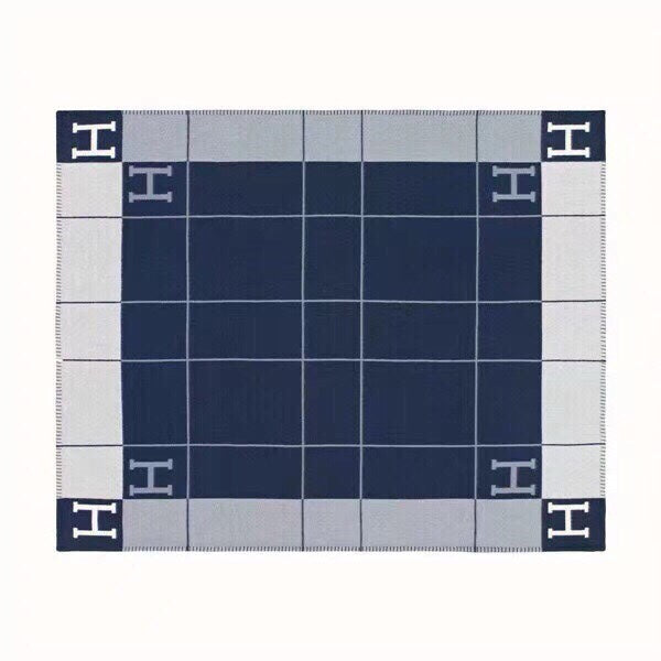 AVALON III THROW BLANKET 175 CM IN NAVY BLUE WOOL AND CASHMERE 351741