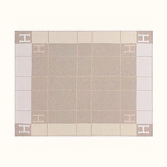 AVALON III THROW BLANKET 175 CM IN KHAKI BROWN WOOL AND CASHMERE 351745