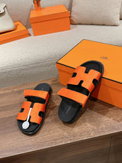 CHYPRE SANDAL BLACK MIX DARK ORANGE CALFSKIN